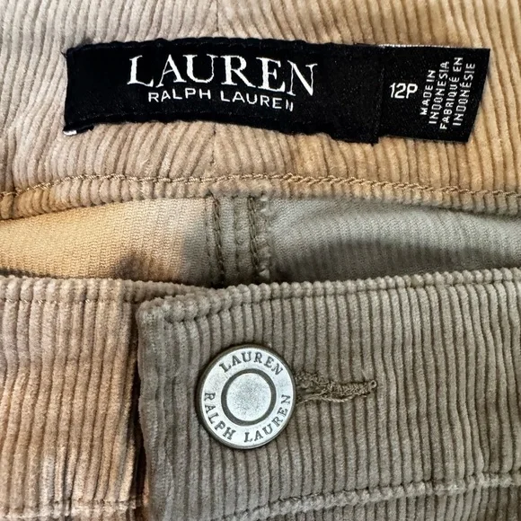 Ralph Lauren Women's Stretch Corduroy Mid-Rise Straight Pants Truffle color - Picture 10 of 10